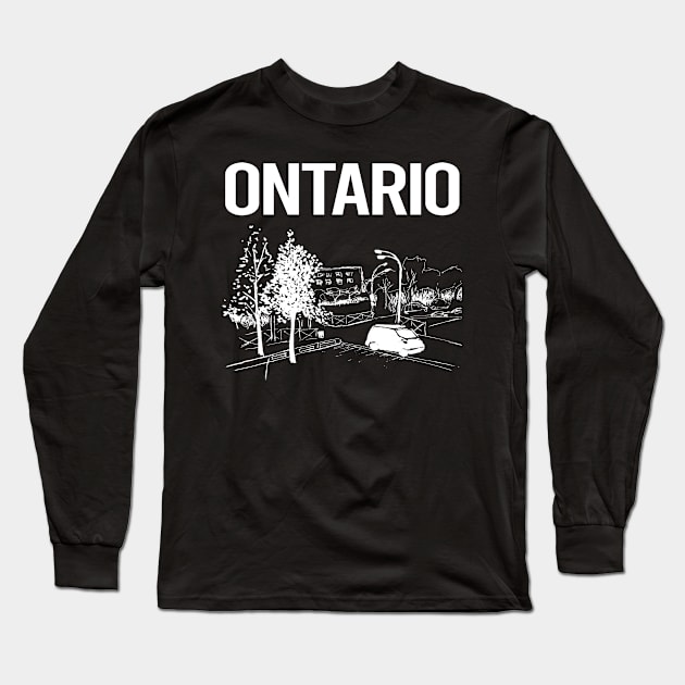 Cityscape Sketch Ontario Long Sleeve T-Shirt by flaskoverhand